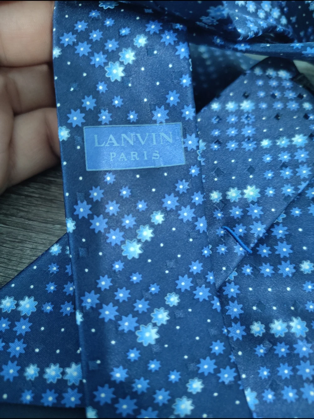 Lanvin Blue Starburst Silk Tie